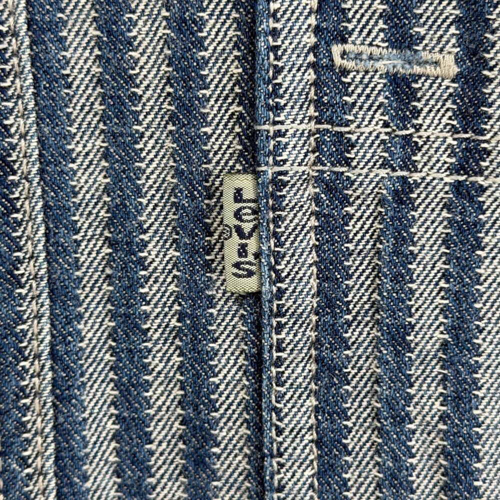 LEVIS Shirt Men M Railroad Hickory Striped Button Up White Tab Cotton HK VTG - Picture 3 of 11